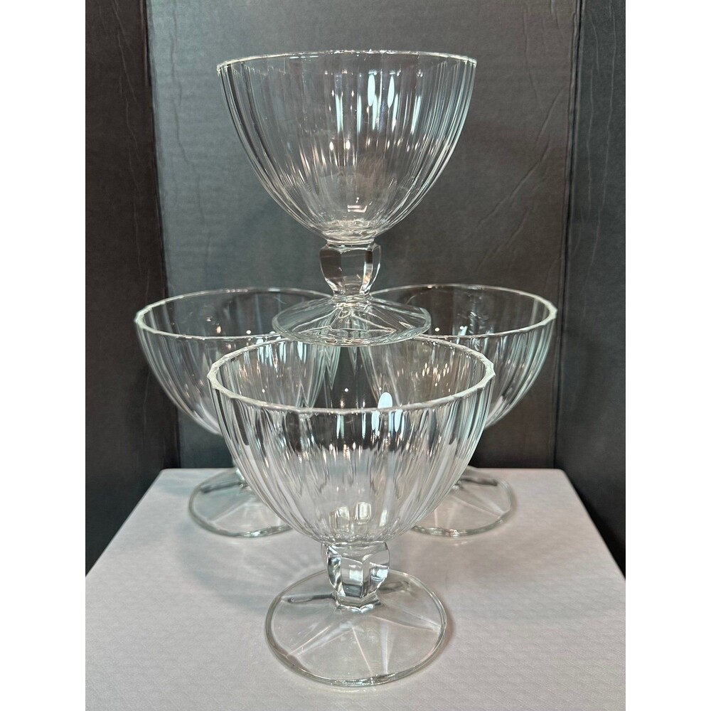 Vintage Cristal d'Arques/J.G. Durand "Quadro" pattern - glass dessert bowls